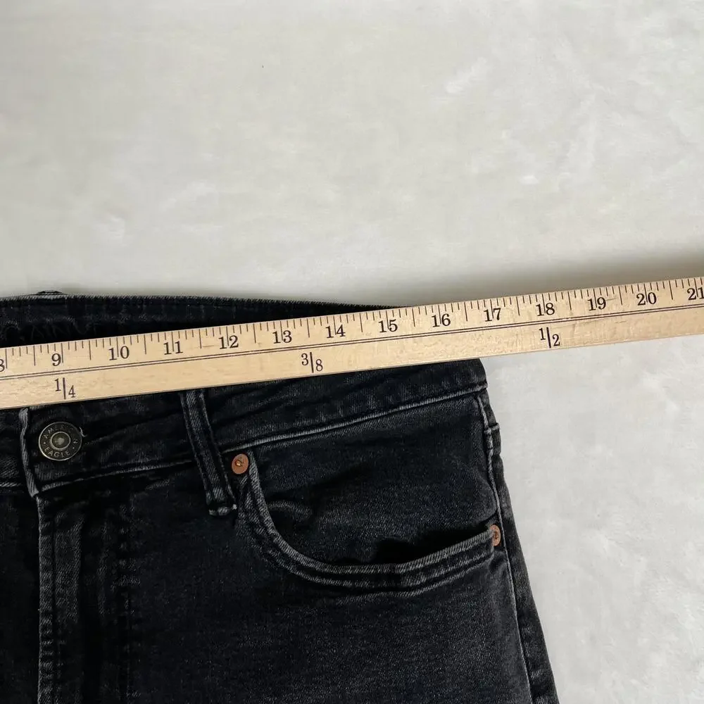 American Eagle Jeans Mens 33x30 Black Regular Straight Airflex+ Denim Faded
